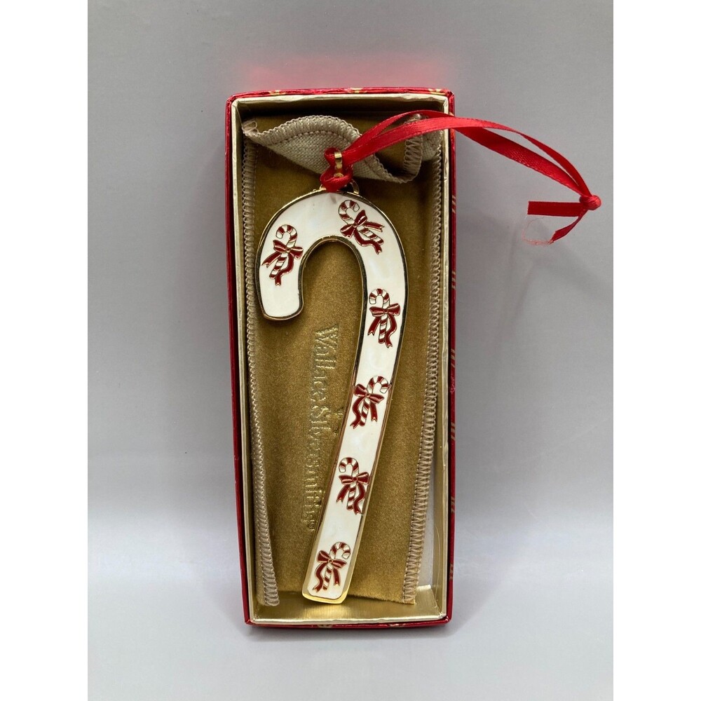 Wallace Silversmiths 1994 Christmas Candy Cane Ornament w/ Sleeve & Original Box
